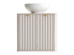 Impact Furniture Bathroom Vanity With Sink 600mm Wall Hung Fluted Bathroom Cabinet Countertop Basin Unit Beige Cashmere Oren - thumbnail 4