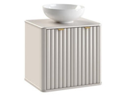 Impact Furniture Bathroom Vanity With Sink 600mm Wall Hung Fluted Bathroom Cabinet Countertop Basin Unit Beige Cashmere Oren - thumbnail 2
