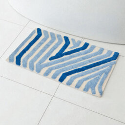 Showerdrape Barbican 100% Cotton Blue Anti-Slip Bath Mat 800 X 500mm - thumbnail 1