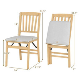 Set Of 2 Folding Chairs With Padded Seat Dining Chair - thumbnail 2