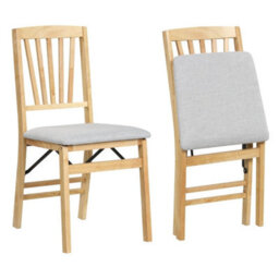 Set Of 2 Folding Chairs With Padded Seat Dining Chair - thumbnail 1