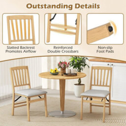 Set Of 2 Folding Chairs With Padded Seat Dining Chair - thumbnail 5