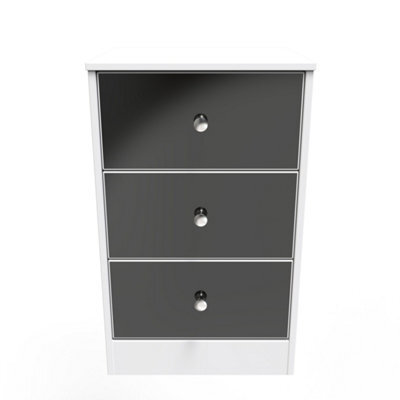 Taunton 3 Drawer Bedside Cabinet In Black & White (Ready Assembled) - image 1