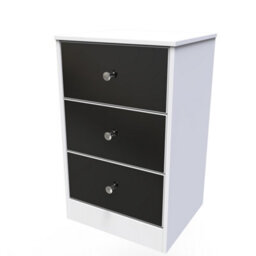 Taunton 3 Drawer Bedside Cabinet In Black & White (Ready Assembled) - thumbnail 3