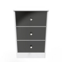 Taunton 3 Drawer Bedside Cabinet In Black & White (Ready Assembled) - thumbnail 1