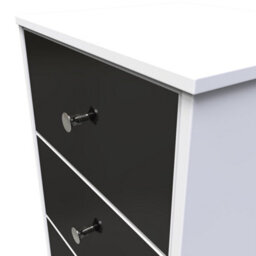 Taunton 3 Drawer Bedside Cabinet In Black & White (Ready Assembled) - thumbnail 4