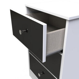 Taunton 3 Drawer Bedside Cabinet In Black & White (Ready Assembled) - thumbnail 5