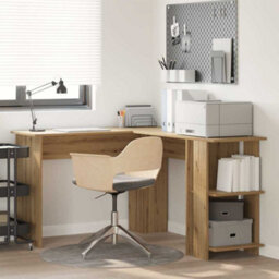 Berkfield Corner Desk With Storage Artisan Oak 140X113,5X75Cm