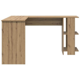 Berkfield Corner Desk With Storage Artisan Oak 140X113,5X75Cm - thumbnail 5