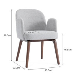 Elano Light Grey Bouclé Dining Chair With Walnut Effect Ash Solid Wood Frame - thumbnail 8