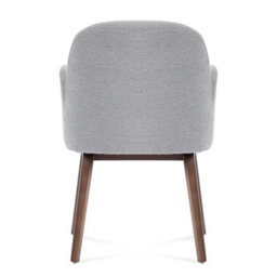 Elano Light Grey Bouclé Dining Chair With Walnut Effect Ash Solid Wood Frame - thumbnail 3