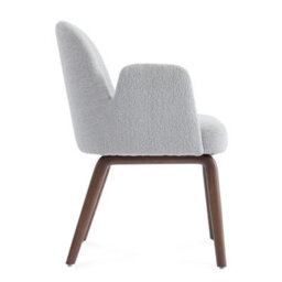 Elano Light Grey Bouclé Dining Chair With Walnut Effect Ash Solid Wood Frame - thumbnail 2