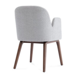 Elano Light Grey Bouclé Dining Chair With Walnut Effect Ash Solid Wood Frame - thumbnail 4