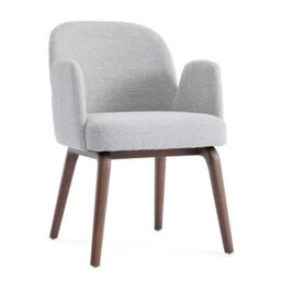 Elano Light Grey Bouclé Dining Chair With Walnut Effect Ash Solid Wood Frame - thumbnail 6