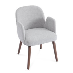 Elano Light Grey Bouclé Dining Chair With Walnut Effect Ash Solid Wood Frame - thumbnail 5