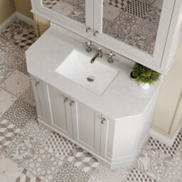 Hudson Reed Floor Standing 4 Door Angled Vanity Unit With 3 Tap Hole White Marble Top & Basin, Timeless Sand, 1036 X 470 mm - thumbnail 3