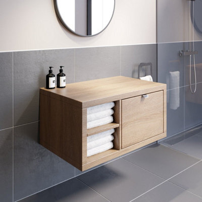 Affine Bathroom Wall Hung Vanity Unit Cabinet Storage Drawer Shelves 800mm Furniture - image 1