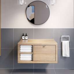 Affine Bathroom Wall Hung Vanity Unit Cabinet Storage Drawer Shelves 800mm Furniture - thumbnail 2