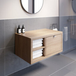 Aveli Bathroom Wall Hung Vanity Unit Cabinet Storage Drawer Shelves 800mm Furniture