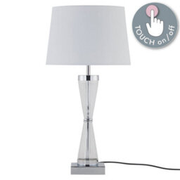 First Choice Lighting Set Of 2 Chrome Touch Lamps With White Cotton Shades - thumbnail 3