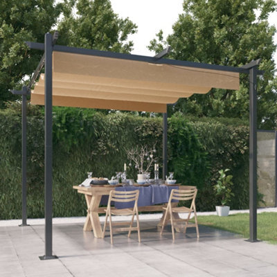 Berkfield Garden Gazebo With Retractable Roof 3X3 M Taupe - image 1