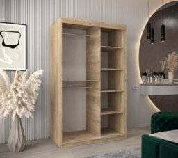 Arte Verona 02 Contemporary 2 Mirrored Sliding Door Wardrobe 5 Shelves 2 Rails Oak Sonoma Effect (H)2000mm (W)1200mm (D)620mm - thumbnail 3