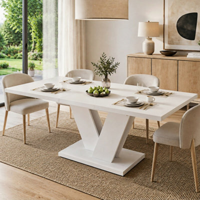 Matteo Extendable Dining Table 120-160Cm - White Rectangular Table - image 1