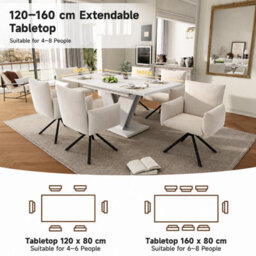 Matteo Extendable Dining Table 120-160Cm - White Rectangular Table - thumbnail 8