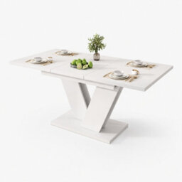 Matteo Extendable Dining Table 120-160Cm - White Rectangular Table - thumbnail 9