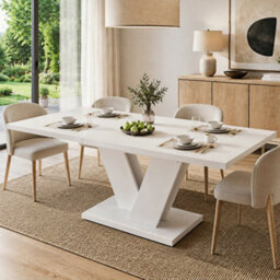 Matteo Extendable Dining Table 120-160Cm - White Rectangular Table - thumbnail 1