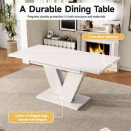 Matteo Extendable Dining Table 120-160Cm - White Rectangular Table - thumbnail 7
