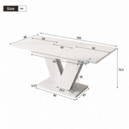 Matteo Extendable Dining Table 120-160Cm - White Rectangular Table - thumbnail 6