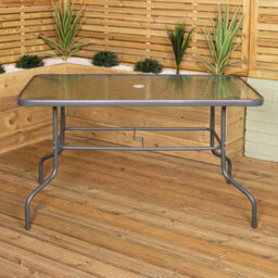 Samuel Alexander Outdoor 6 Seater Glass Top Table And Chairs Patio Set With Parasol In Grey - thumbnail 9