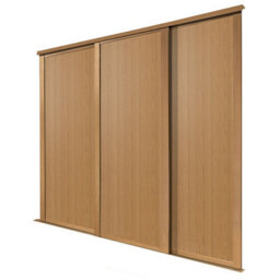Spacepro Shaker Classic Panel Shaker Non-Mirrored Matt Oak Effect 3 Door Sliding Wardrobe Door Kit (H)2220mm (W)610mm - thumbnail 1