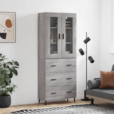 Berkfield Highboard Grey Sonoma 69.5X34X180 Cm Engineered Wood - image 1