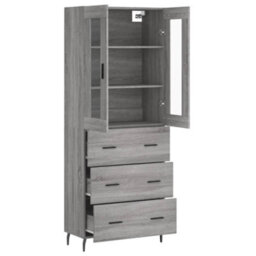 Berkfield Highboard Grey Sonoma 69.5X34X180 Cm Engineered Wood - thumbnail 4