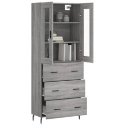Berkfield Highboard Grey Sonoma 69.5X34X180 Cm Engineered Wood - thumbnail 3