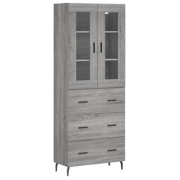 Berkfield Highboard Grey Sonoma 69.5X34X180 Cm Engineered Wood - thumbnail 2