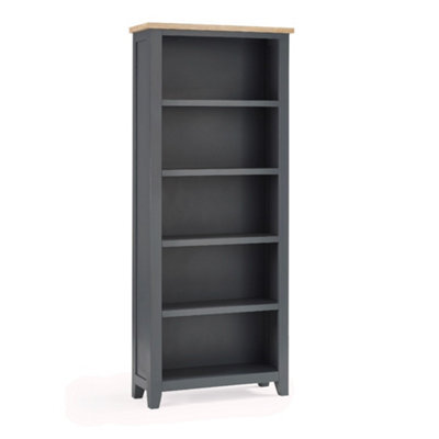 Oakham Premium Ainsley Tall Bookcase In Dark Grey And Oak - image 1