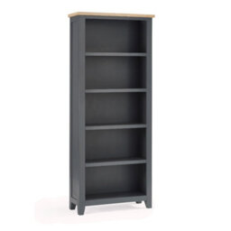 Oakham Premium Ainsley Tall Bookcase In Dark Grey And Oak - thumbnail 1