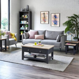 Oakham Premium Ainsley Tall Bookcase In Dark Grey And Oak - thumbnail 6