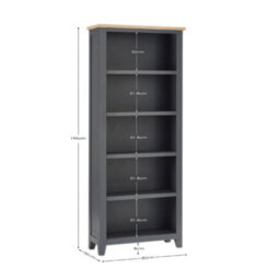Oakham Premium Ainsley Tall Bookcase In Dark Grey And Oak - thumbnail 5