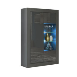 Modern Sideboard Display Cabinet Cupboard Tv Stand Living Room High Gloss Doors - Dark Grey - thumbnail 4