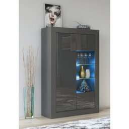 Modern Sideboard Display Cabinet Cupboard Tv Stand Living Room High Gloss Doors - Dark Grey - thumbnail 3