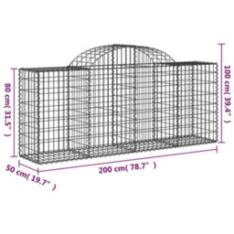 Berkfield Arched Gabion Baskets 10 Pcs 200X50X80/100 Cm Galvanised Iron - thumbnail 6