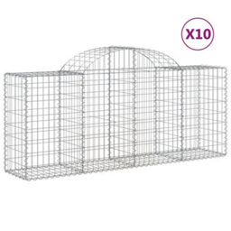 Berkfield Arched Gabion Baskets 10 Pcs 200X50X80/100 Cm Galvanised Iron - thumbnail 2