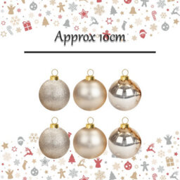 Christmas Bauble Decoration Hanging Tree Ornament X 6 10Cm Champagne - thumbnail 2