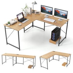 Costway Reversible L-Shaped Desk 150 Cm Corner Computer Desk With Built-In Power Outlets - thumbnail 2