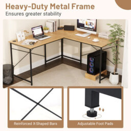 Costway Reversible L-Shaped Desk 150 Cm Corner Computer Desk With Built-In Power Outlets - thumbnail 7