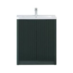 Royal Bathrooms Avenza 700mm Fluted Floor Standing Vanity Unit Deep Moss Green 2 Door Storage Cabinet With Ceramic Basin - thumbnail 7